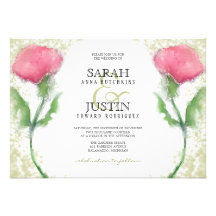 Wedding Invitation - Pink Flower - J GROOM NAME
