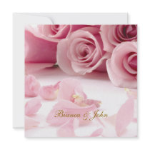 Wedding Invitation Pink Roses Elegant