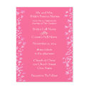 Wedding Invitation Pink Swirls and Flowers postcards