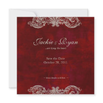 Wedding Invitation Save the Date Antique Roses red