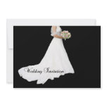 wedding invitation white bridal dress on black