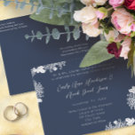 Wedding Invitation White On Midnight Blue Vintage