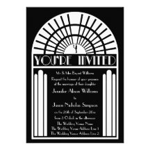 Wedding Invitations - Black & White Art Deco Style