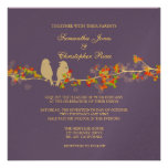 Wedding Invitations, love birds colourful blossoms