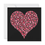 Wedding Invite Black Pink Red Two Rose Hearts