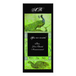 WEDDING LOVE PEACOCKS MONOGRAM green black Custom Invite