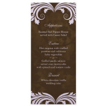 Wedding Menu Card Floral Antique Rose Brown Purple Rack Cards