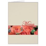 Wedding Menu Card Peach Roses Cream