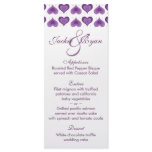 Wedding Menu Cards Cute Hearts Purple rack cards