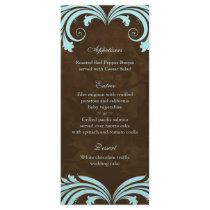 Wedding Menu Cards Floral Antique Rose Brown Blue Customized Rack Card