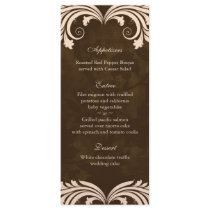 Wedding Menu Cards Floral Antique Rose Brown Cream Custom Rack Cards