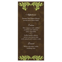 Wedding Menu Cards Floral Antique Rose Brown Lime Rack Card