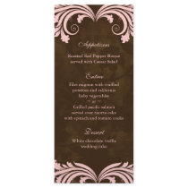 Wedding Menu Cards Floral Antique Rose Brown Pink Custom Rack Cards