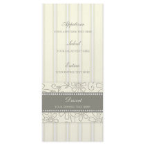 Wedding Menu Cream Floral and Stripes