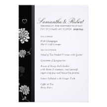 Wedding Menu in Black and White Invite
