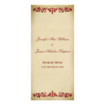 Wedding Menu Vintage Leaf Scroll in Burgundy Rack Card