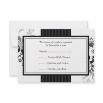 Wedding Monochrome Black & White band RSVP -small Invite