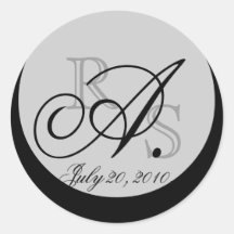 Wedding Monogram A Envelope and Favour Seal Sticker