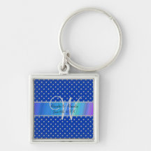 Wedding monogram blue diamonds key chains
