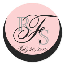 Wedding Monogram F Pink Envelope and Favour Seal