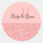 Wedding Monogram In Pink Stickers