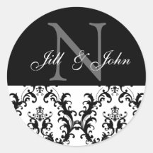Wedding Monogram Initial Bride Groom Envelope Seal Round Sticker