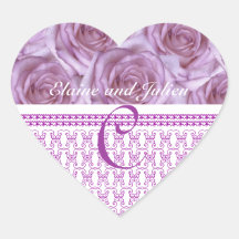 Wedding Monogram  Purple Roses Letter C  Sticker