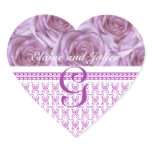 Wedding Monogram  Purple Roses Letter G Sticker