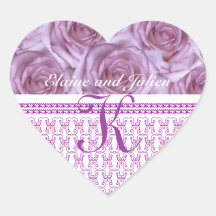 Wedding Monogram  Purple Roses Letter K Sticker