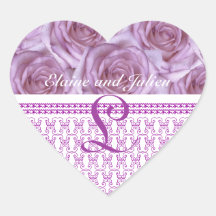 Wedding Monogram  Purple Roses Letter L Sticker