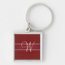 Wedding monogram red diamonds key chain
