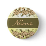 Wedding name tags - customisable peach orchids buttons
