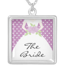 Wedding Necklace the Bride Purpl Polka Dot Pendant