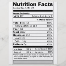 Wedding or Anniversary Sweet Funny Nutrition Label Flyer Design