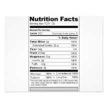 Wedding or Anniversary Sweet Funny Nutrition Label Custom Announcement