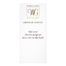 Wedding Order of Service Monogram Logo Full Colour Rack Card
