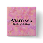 Wedding party name pastel butterflies button badge