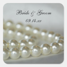Wedding Pearls Envelope Seals Square Sticker