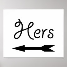 Wedding photo prop sign arrow "Hers" for the groom Print