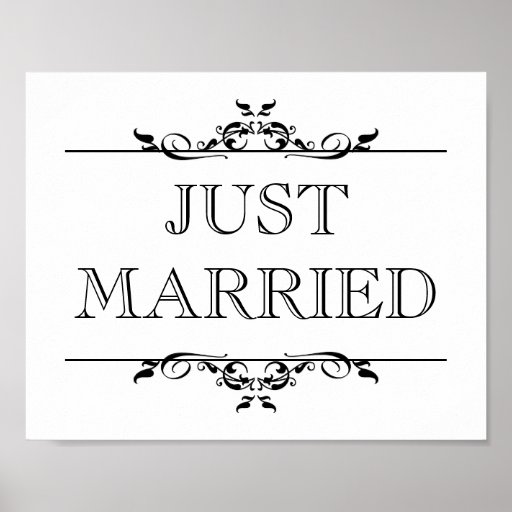 Wedding photo prop sign Just Married open scroll Poster | Zazzle