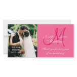 Wedding Photo Thank You Cards with Monogram Pink photo cards