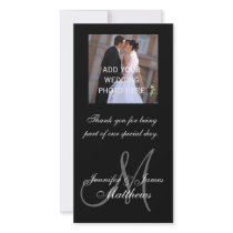 Wedding Photo Thank You Message Monogram Names Picture Card
