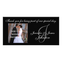 Wedding Photograph Thank You Card Monogram J Personalized Photo Card