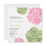 Wedding Pink & Green Flower Blooms Invitation