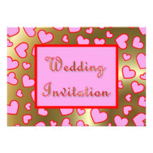 Wedding Pink Hearts Invitation