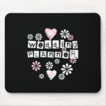 Wedding Planner Flowers White on Black mousepads