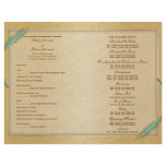 Wedding program aqua gold template (three) flyers