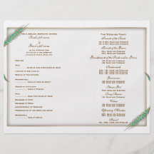 Wedding program aqua gold template (three) full color flyer