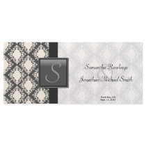 Wedding Program - Black and White Damask Monogram