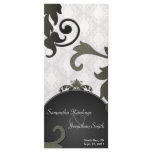 Wedding Program - Black & White Floral Damask rack cards